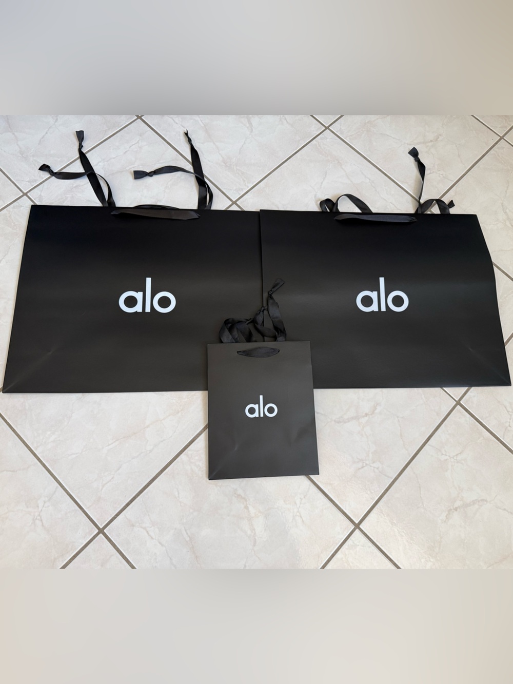 ALO Yoga 2 Large and 1 Small/Medium Gift Bags Packaging Shopping NWT 2026 Design